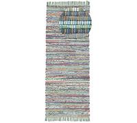 CarpetFine Tapis tissé à Plat Kilim Chindi Couloir Vert 75x240 cm | Tapis Moderne pour Le Salon et la Chambre à Coucher