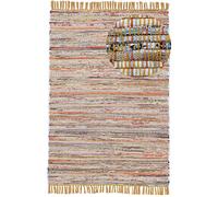 CarpetFine Tapis tissé à Plat Kilim Chindi Jaune 120x170 cm | Tapis Moderne pour Le Salon et la Chambre à Coucher