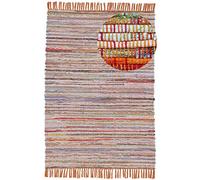 carpetfine Tapis tissé à Plat Kilim Chindi Orange 60x110 cm | Tapis Moderne pour Le Salon et la Chambre à Coucher