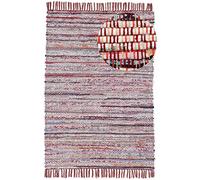 CarpetFine Tapis tissé à Plat Kilim Chindi Rouge 80x150 cm | Tapis Moderne pour Le Salon et la Chambre à Coucher