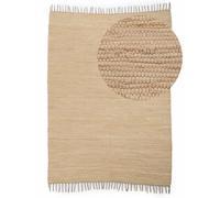 CarpetFine Tapis tissé à Plat Kilim Chindi Uni Couloir Beige 120x170 cm | Tapis Moderne pour Le Salon et la Chambre à Coucher