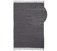 CarpetFine Tapis tissé à Plat Kilim Chindi Uni Couloir Gris 70x140 cm | Tapis Moderne pour Le Salon et la Chambre à Coucher