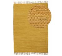 CarpetFine Tapis tissé à Plat Kilim Chindi Uni Couloir Jaune 90x160 cm | Tapis Moderne pour Le Salon et la Chambre à Coucher