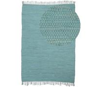 carpetfine Tapis tissé à Plat Kilim Chindi Uni Couloir Turquoise 190x290 cm | Tapis Moderne pour Le Salon et la Chambre à Coucher