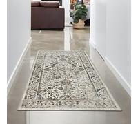 CARPETIA Magnifique Tapis d'Orient - Design décoré de Fleurs - en crème, 80 x 150 cm