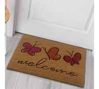 CARPETIA Paillasson en Coco avec Papillons Multicolores | écologique | Rouge Orange, 40x60 cm