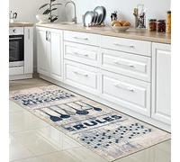 CARPETIA Tapis de Cuisine Couloir, Tapis, sous-Tapis de Cuisine Moderne avec ustensiles de Cuisine et cuillère My Kitchen - My Rules Beige Gris Noir 80x200 cm