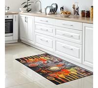 CARPETIA Tapis de Cuisine Coureur pour Cuisine 80 x 150 cm Épices Herbes Bâtons de Cannelle Vaisselle Cuillère antidérapant Lavable