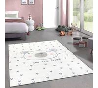 CARPETIA Tapis de Jeu Facile d'entretien - Un Ourson Mignon - Petits cœurs en crème 120x170 cm