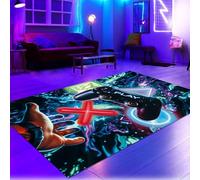 CARPETIA Tapis de Jeu Gamer Runner pour Chambre d'adolescent, avec des Symboles colorés et Lumineux en néon, Controller Flottant, 50 x 90 cm