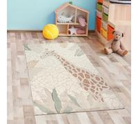 CARPETIA Tapis de Passage Moelleux Facile d'entretien résistant Girafe Nature crème Vert, 80 x 150 cm