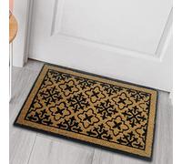 CARPETIA Tapis de Propreté en Coco, Paillasson Durable & écologique, Ornements en Noir, 45x75 cm