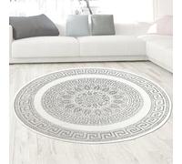 CARPETIA Tapis de Salon Chambre à Coucher Noble élégant Brillant Design à Poils Courts Moderne crème Gris diamètre 120 cm Rond