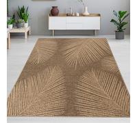 CARPETIA Tapis de Salon de Chambre à Coucher d'intérieur et d'extérieur résistant aux intempéries dans Un Motif de Feuilles Intemporel en Beige Marron 120 x 170 cm