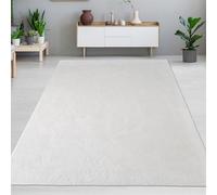 CARPETIA Tapis de salon et de chambre à coucher moderne à poils courts, aspect fourrure, doux, agréable avec une légère brillance, facile d'entretien, moderne, couleur unie, blanc, 160 x 230 cm