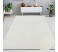 CARPETIA Tapis de Salon Tapis de Chambre à Coucher Bureau Chambre d'amis antidérapant résistant à l'usure avec Un agréable Motif en Arc de Cercle en crème, 160 x 220 cm