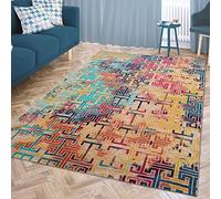 CARPETIA Tapis de Salon Vintage Abstrait Motif créatif Poils Courts tissé à la Machine Doux pour la Peau - coloré, 200 x 290 cm