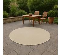 CARPETIA Tapis d'intérieur et d'extérieur Balcon Terrasse Jardin d'hiver résistant aux intempéries Jute Look Lignes Rondes crème, 160 cm Rond