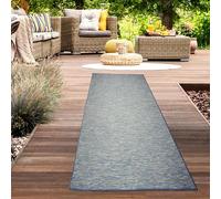 CARPETIA Tapis d'intérieur et d'extérieur Balcon Terrasse Véranda réversible Résistant aux intempéries Aspect sisal Bleu uni, 80 x 250 cm