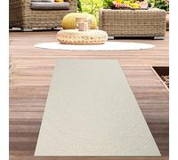 CARPETIA Tapis d'intérieur et d'extérieur Petit Balcon terrasse Jardin d'hiver résistant aux intempéries Look Jute Motif Lignes Rondes crème, 60 x 180 cm