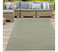 CARPETIA Tapis d'intérieur et d'extérieur pour salon, balcon, véranda, terrasse - Effet 3D - Résistant aux intempéries - Motif mandala - Vert uni 240 x 340 cm