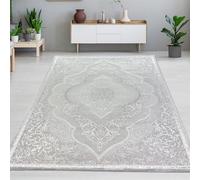 CARPETIA Tapis d'Orient avec Ornements • Effet Haut-Bas • Brillant argenté Gris Beige, 120 x 170 cm