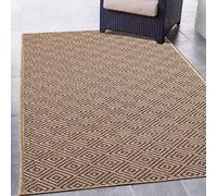 CARPETIA Tapis extérieur résistant avec Motif Losanges Beige-Noir pour Utilisation intérieure et extérieure imperméable Effet Jute 160 x 230 cm