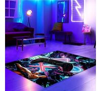 CARPETIA Tapis Gamer Chamber Lavable Poil Court Facile à Entretenir contrôleur Flottant avec Symboles Lumineux en Multicolore, 160 x 230 cm