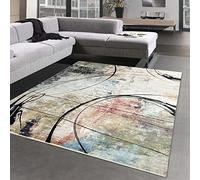 CARPETIA Tapis Moderne Aspect Soie Design Abstrait | Brillant & Doux | Marron-Bleu Taille 160x230 cm