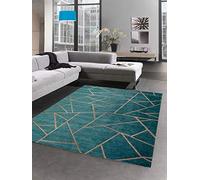 CARPETIA Tapis Moderne Tapis du Salon Orient kelem Turquoise Bronze doré Größe 160x230 cm