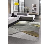 CARPETIA Tapis Moderne Tapis Salon Vagues Jaune Gris Pastel Größe 120x170 cm