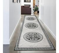 CARPETIA Tapis Oriental avec Bordure & Fil Scintillant | Oeko-TEX | crème Gris 80 x 300 cm
