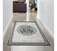 CARPETIA Tapis Oriental avec Bordure & Fil Scintillant | Oeko-TEX | crème Gris 80x150 cm