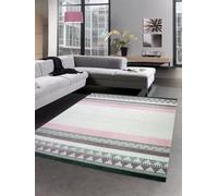 CARPETIA Tapis oriental pour couloir, salon avec motif à carreaux et ornements classiques, intemporel, élégant, résistant, facile d'entretien, anti-taches, élégant, crème, gris, violet - 80 x 250 cm