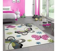 CARPETIA Tapis Papillon coloré pour Chambre d'enfant - Convient aux allergiques - crème, 200 x 290 cm