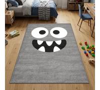 CARPETIA Tapis pour enfant - Motif monstres - Tapis de jeu moderne - Doux et résistant - Facile d'entretien - Idéal pour chambre d'enfant - Aire de jeux - Gris - 120 x 170 cm