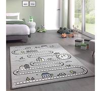 CARPETIA Tapis pour Enfants Tapis de Route avec Rues et Maisons Gris Größe 80x150 cm