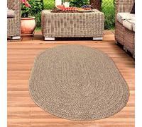 CARPETIA Tapis résistant intérieur et extérieur Moderne Aspect Jute Balcon terrasse Salle à Manger 140x200 cm Oval