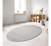 CARPETIA Tapis Shaggy Salon de Tapis Moquette Flokati en Gris, 140x200 cm Oval