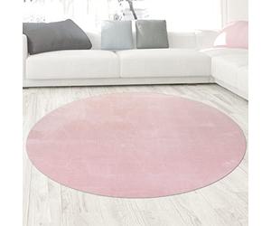 CARPETIA Tapis Shaggy Salon de Tapis Moquette Flokati en Rose, 200 cm Rund