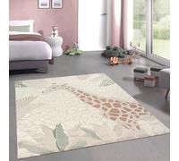 CARPETIA Tapis Tapis de Jeu pour Chambre d'enfant Moelleux Facile d'entretien résistant Girafe Nature crème Vert, 200 x 290 cm