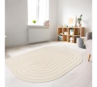 CARPETIA Tapis Tapis de Salon Garde-Robe sous-Nappe Effet de Profondeur Shapeform avec Motif en Arc de Cercle en Gris crème, 200 x 290 cm