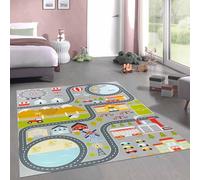 CARPETIA Tapis Ville-Jeu Tissu Plat antidérapant Lavable Compatible avec Le Chauffage par Le Sol adapté aux Robots d'aspiration Facile nocives Durable Tapis éducatif Gris 120 x 160 cm