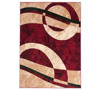 Carpeto Grand Tapis Salon 180x250cm Rouge Géométrique Rétro 90 Doux Élégant | Tapis pour Chambre Bureau Salle à Manger Chauffage au Sol Facile D'entretien Résistant aux Détergents Poils Courts Décoratif