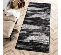 Carpeto Rugs Tapis Couloir Long Moderne Motif Abstrait - Tapis de Passage à Poil Court Doux - Tapis Entree Interieur Long - Tapis de Couloir au Metre - Gris Noir - 100 x 150 cm