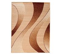 Carpeto Rugs Tapis Salon Beige 140 x 200 cm Moderne Vagues/Monaco Collection