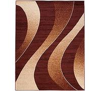 Carpeto Rugs Tapis Salon Marron 180 x 250 cm Moderne Vagues/Monaco Collection