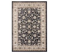 Carpeto Rugs Tapis Salon Motif Fleur Oriental - Tapis Grande Taille de Chambre Adulte Moderne à Poils Ras - Moquette pour Chambre et Salon - Noir Beige 3-200 x 300 cm