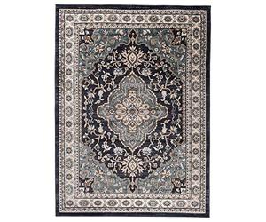Carpeto Tapis Couloir 60x100cm Noir Anthracite Classique Traditionnel Doux