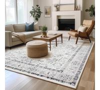 Carpeto Tapis Salon 160x220cm Crème Classique Oriental Doux Poils Courts